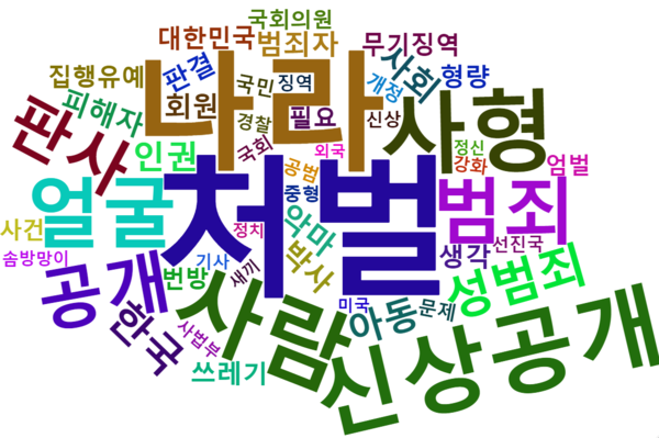 [그림 13] 텔레그램 n번방 성착취 범죄자 관련 뉴스의 다음 댓글 워드 클라우드.png