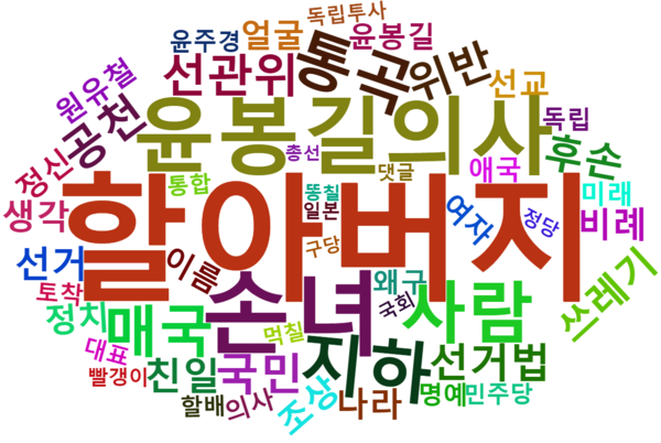 [그림 3] 미래한국당 비례대표 선출 뉴스 관련 다음 댓글 워드 클라우드.png