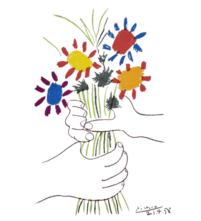 파블로 피카소, Hands and Flowers, 1958.png