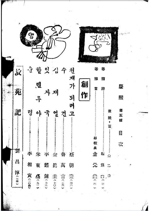 교지 경희 5집 목차.png