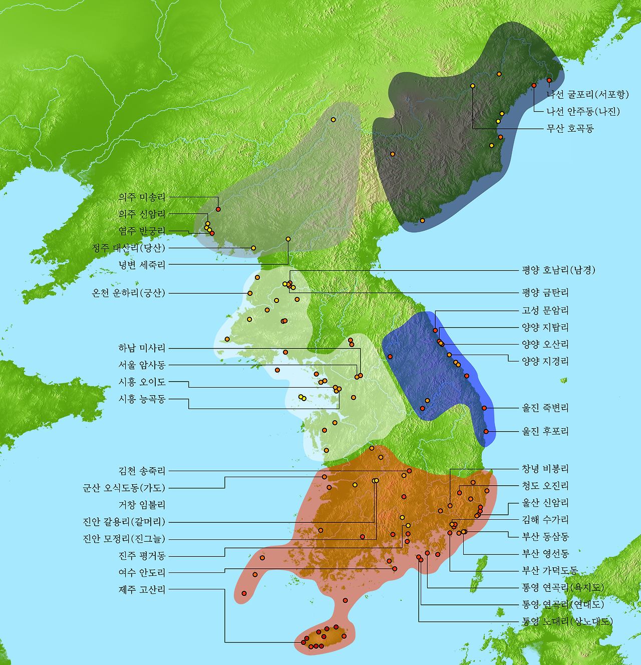 한국 신석기시대 유적 분포(브런치).png