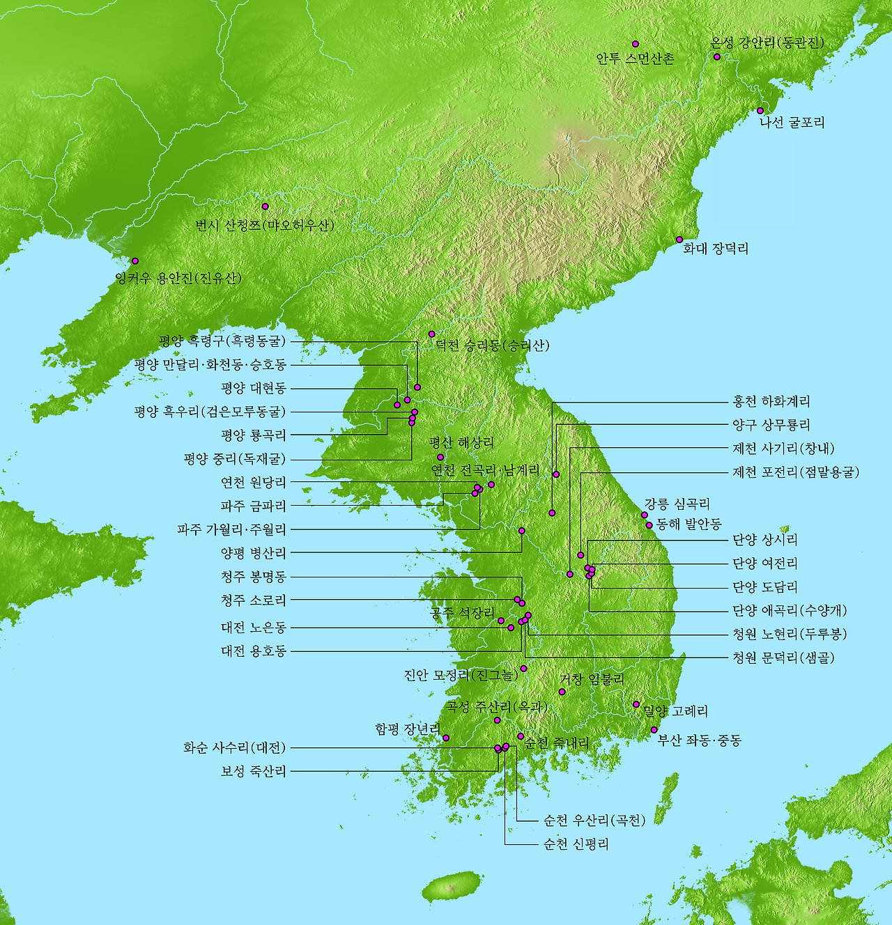 한국 구석기시대 주요유적 분포(브런치).png