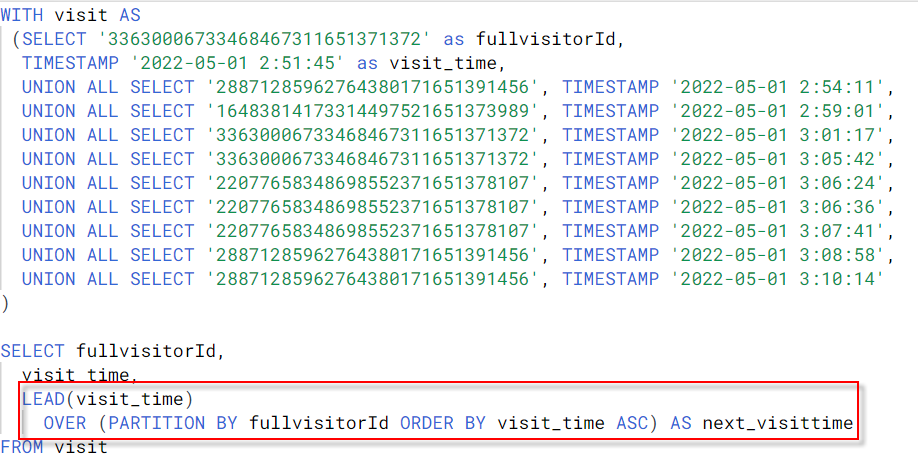 사용자ID별 다음 방문 시간 Query 예시 (출처 BizSpring).png