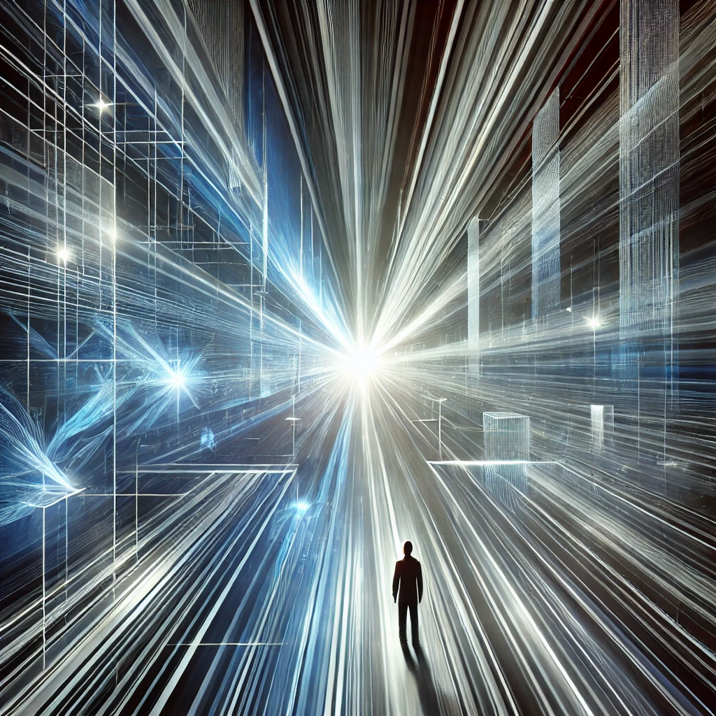 DALL·E 2024-10-16 13.08.59 - An artistic depiction of the future, focusing on a bright and uncertain path. The image should have sharp, futuristic lines and cool, glowing colors l.png