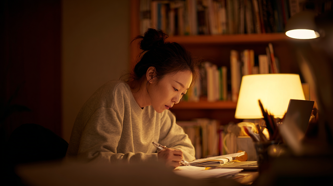 u3937968979_A_Korean_woman_in_her_30s_sitting_at_a_desk_in_a__dbf24c41-f2ab-41ba-af69-cf82a9e995f3_1.png