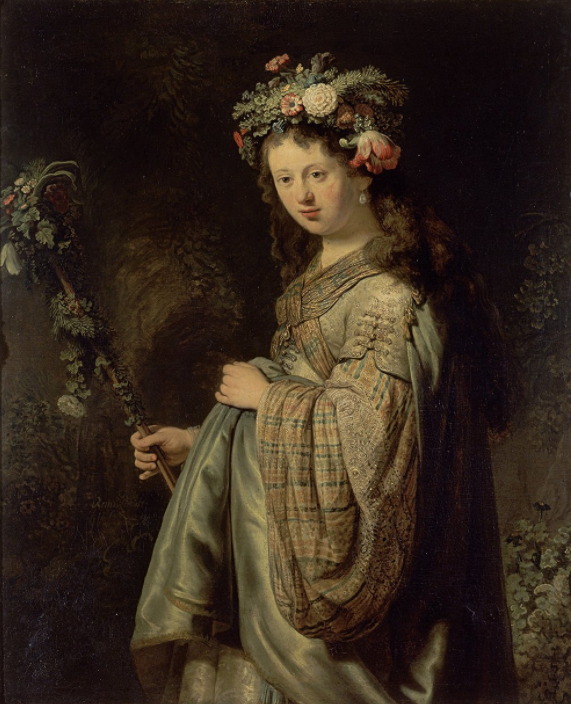 131p, 렘브란트 하르먼손 판 레인, 플로라 옷차림을 한 사스키아, 1634.png
