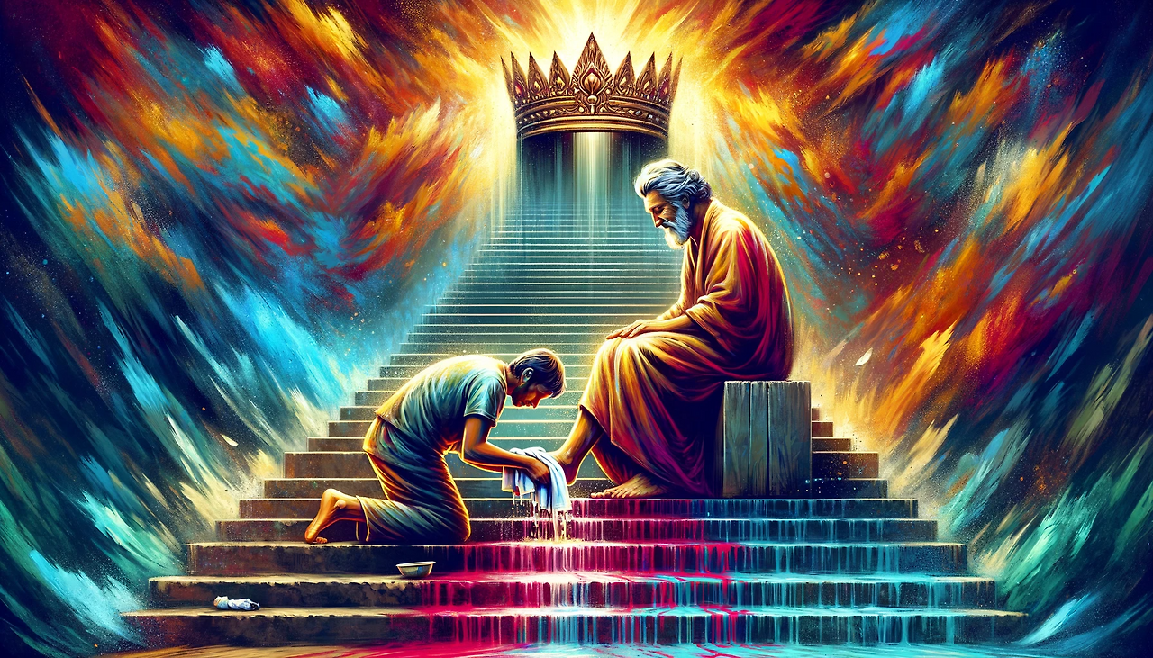 DALL·E 2024-01-10 08.40.47 - An emotionally intense and dynamic illustration in a 16_9 wide format, filled with vibrant colors and energetic brush strokes. The artwork depicts a l.png