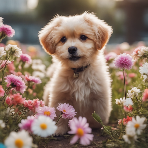 cute-dog-play-with-flowers-794220257.png