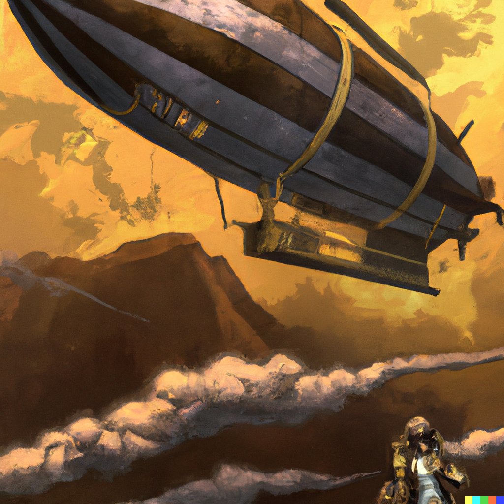 DALL·E 2023-09-26 10.46.08 - “Steampunk digital art of an explorer with their airship, using rich textures and detailed elements.”.png