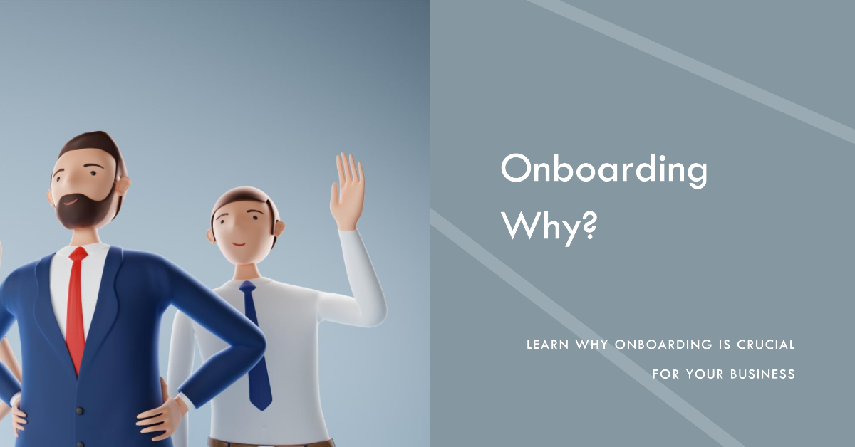 Create a professional design that explains the importance of onboarding. Use blue, gray, and.png