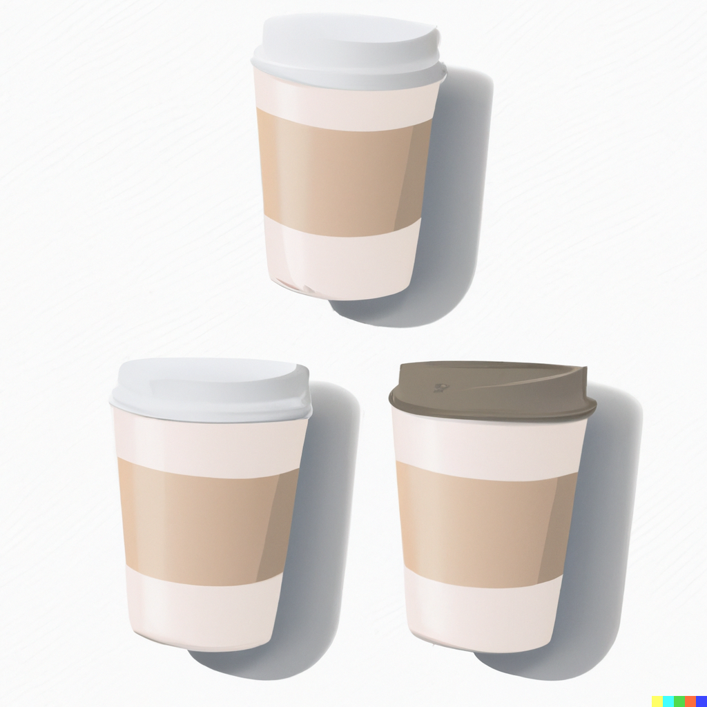 DALL·E 2023-10-06 12.57.13 - Warm cafe latte in disposable cups, in illustration style.png