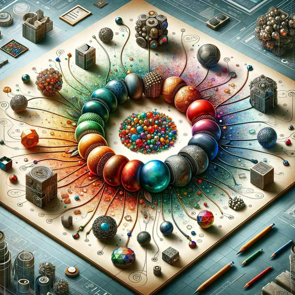 DALL·E 2023-11-24 19.14.40 - A conceptual image for a startup column titled 'Beads are not the Necklace!'. The image features a large, vibrant necklace in the center, symbolizing .png