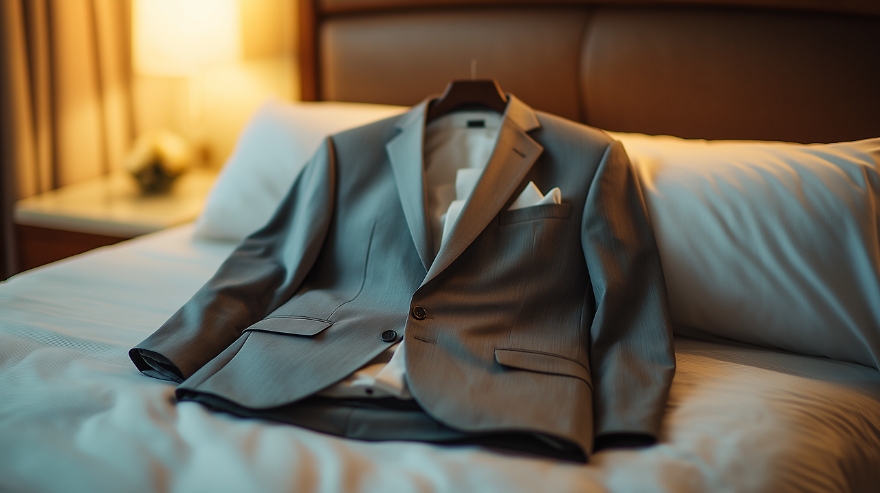 hanuk0644_a_set_of_male_suit_laying_on_a_hotels_bed_well-ironed_d742baad-bed0-4483-ab6f-9125fc6cbfc2.png