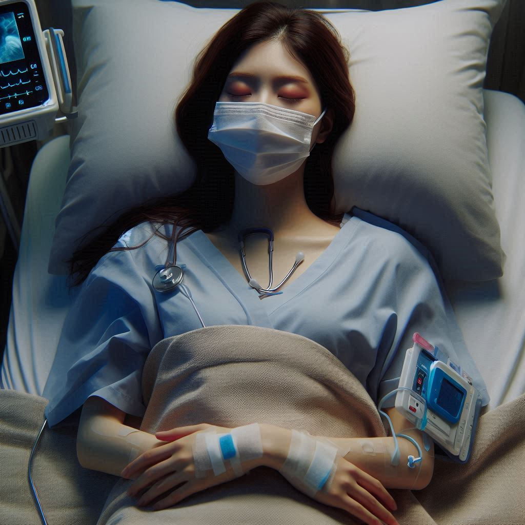 2024년 서울, 병원 병실에 또바로 누워 잠든 20대 여성.png