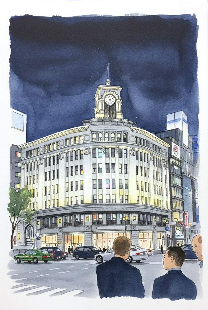 도쿄 긴자(Ginza)**에 위치한 세이코 하우스 긴자(SEIKO HOUSE GINZA) 건물.png