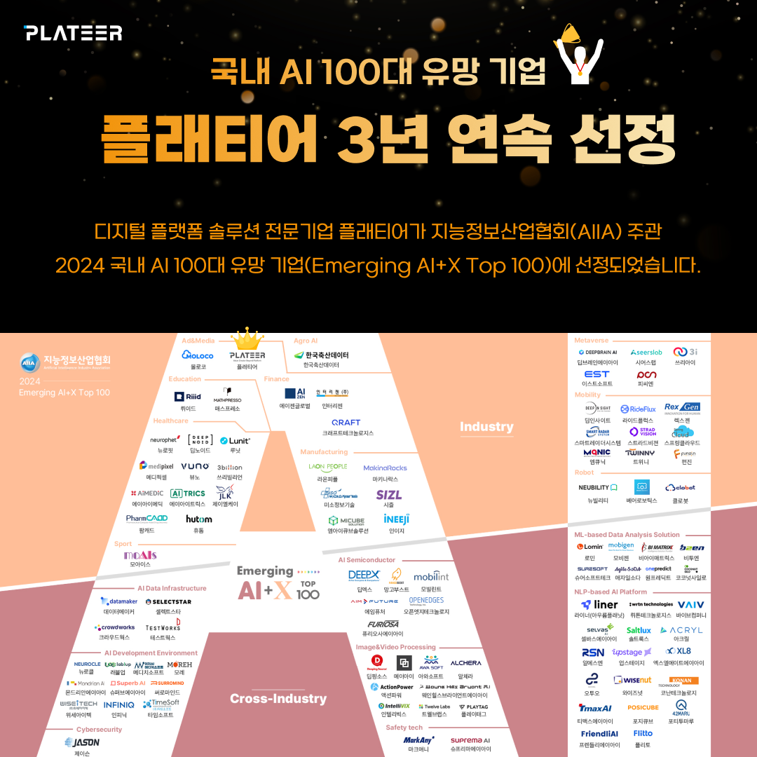 플래티어 국내 AI 100대 기업 3년 연속 선정.png