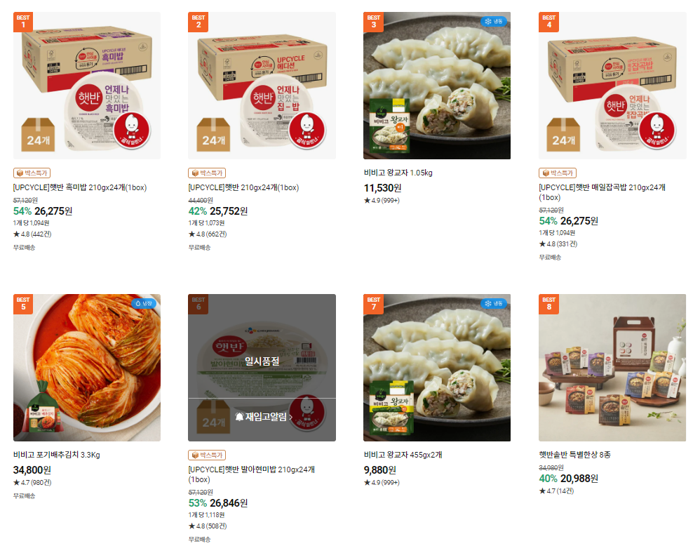 CJ제일제당의 판매 베스트 상품.png