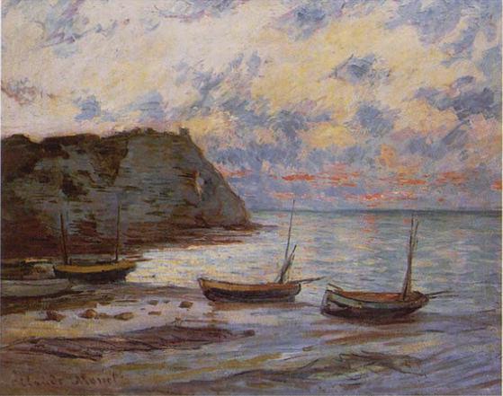 클로드 모네, Sunset at Etretat.png