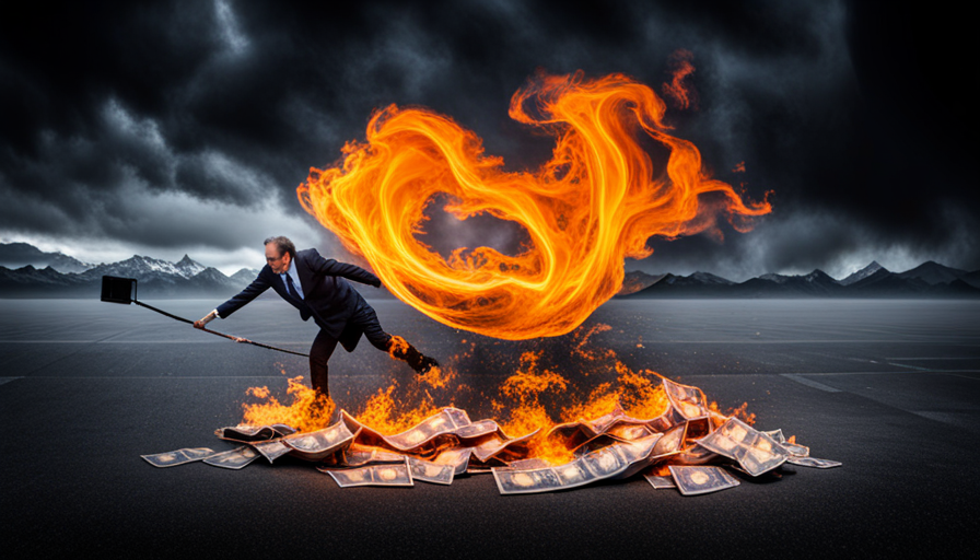 지폐 더미와 불.png