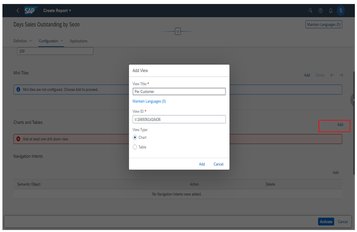 [그림 6-43] Generic Report 생성- View(Chart, Table)추가.png