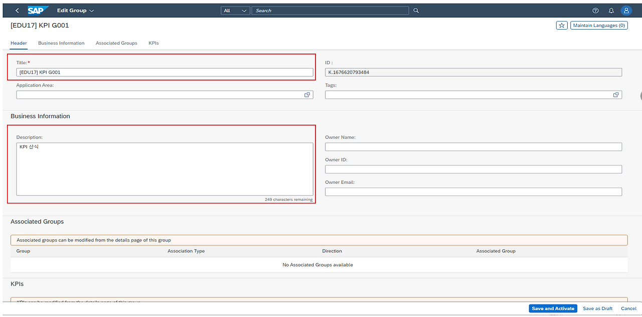 [그림 6-37] Manage KPIs & Report - Group 생성.png
