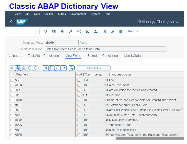 [그림 7-5] Classic ABAP Dictionary View.png