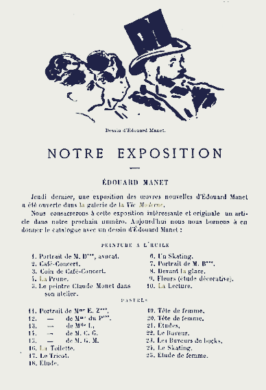 Annonce de l'exposition de toiles et pastels de Manet à la galerie de La Vie moderne (8-30 avril 1880.png