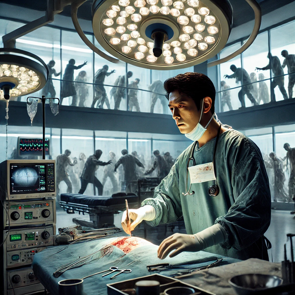 DALL·E 2024-09-22 00.17.41 - A dramatic scene where Oh Shin-gyun, a genius surgeon in his 30s, is performing surgery inside a high-tech operating room. He is surrounded by advance.png