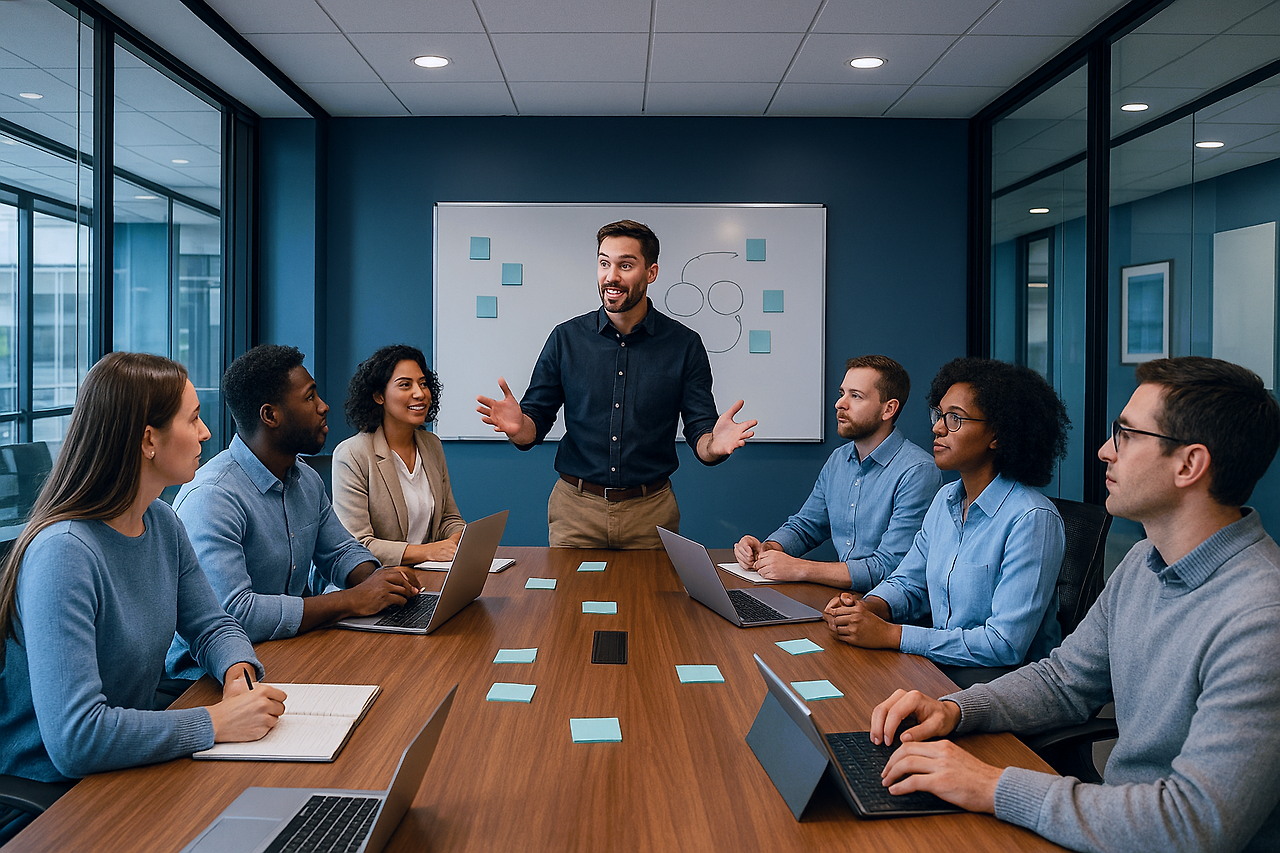 회의 장면 - 팀 리더의 프레젠테이션.png