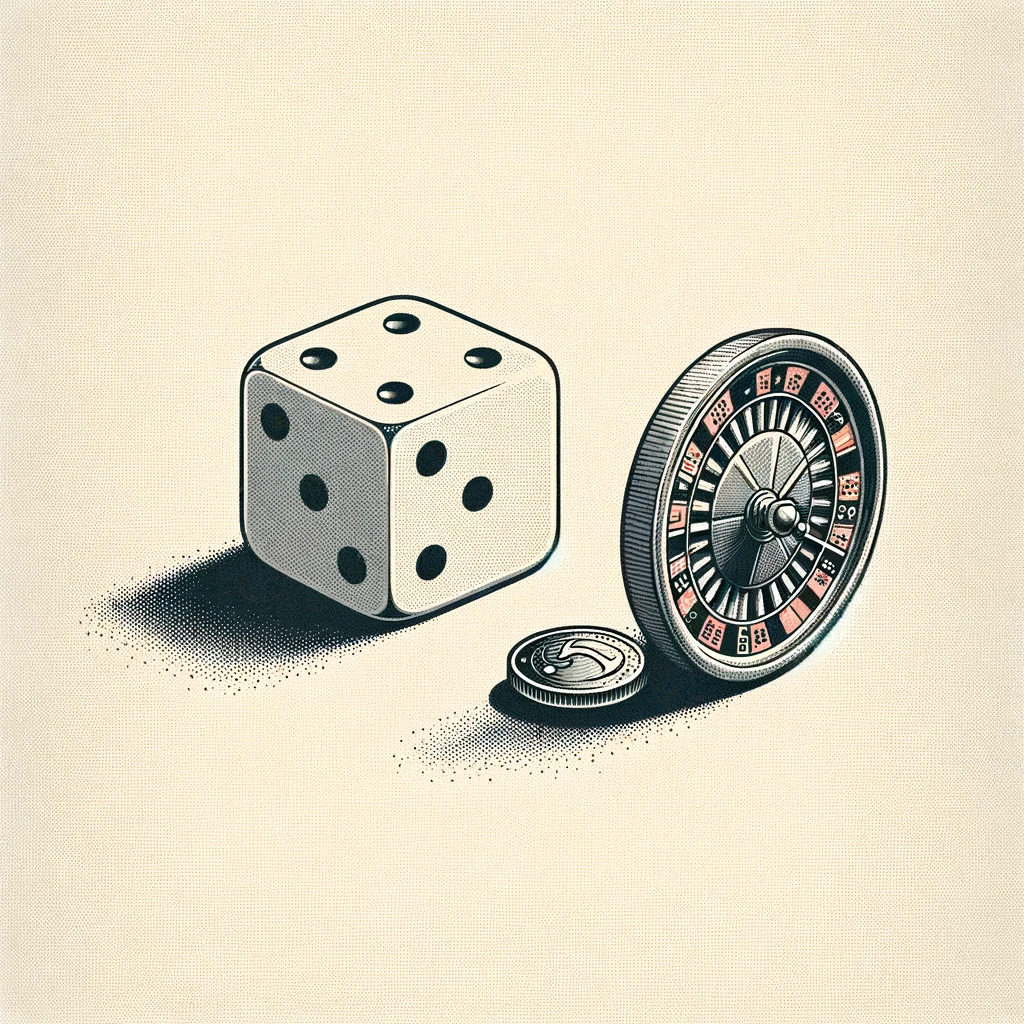 DALL·E 2024-01-28 20.04.38 - A simple artistic representation of 'Probability of Random Occurrences'. The image should depict basic symbols of chance and randomness, such as a sin.png