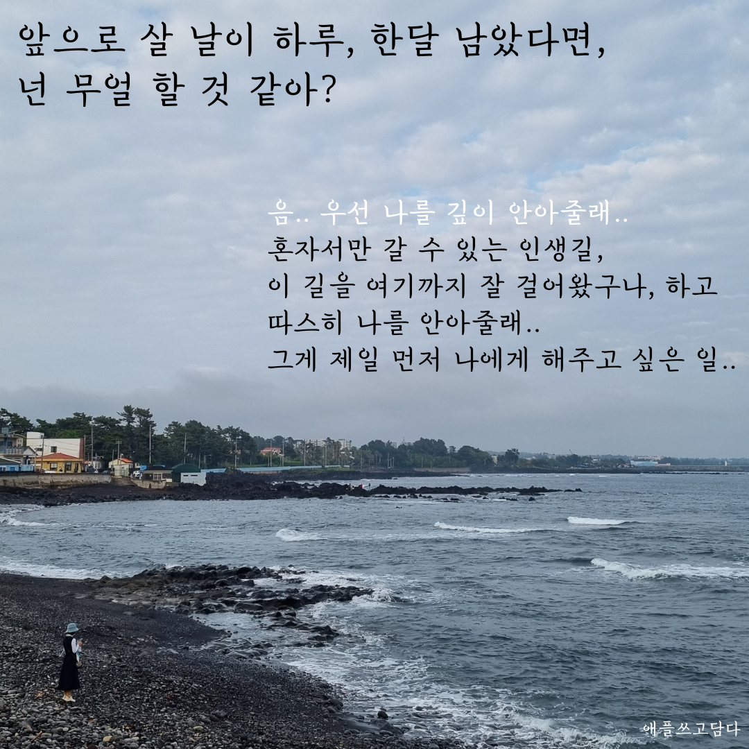 살 날이 하루, 한달, 1년이 남았다면, 넌 무얼 할 것 같아 (1).png