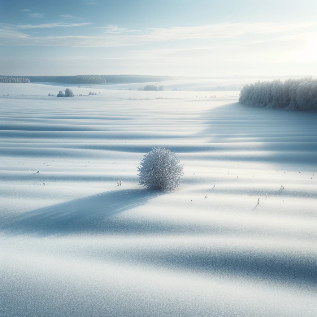 DALL·E 2023-11-29 15.10.55 - A field covered with a thick layer of fresh white snow. The scene depicts a vast, open field blanketed in snow, creating a peaceful and serene winter .png