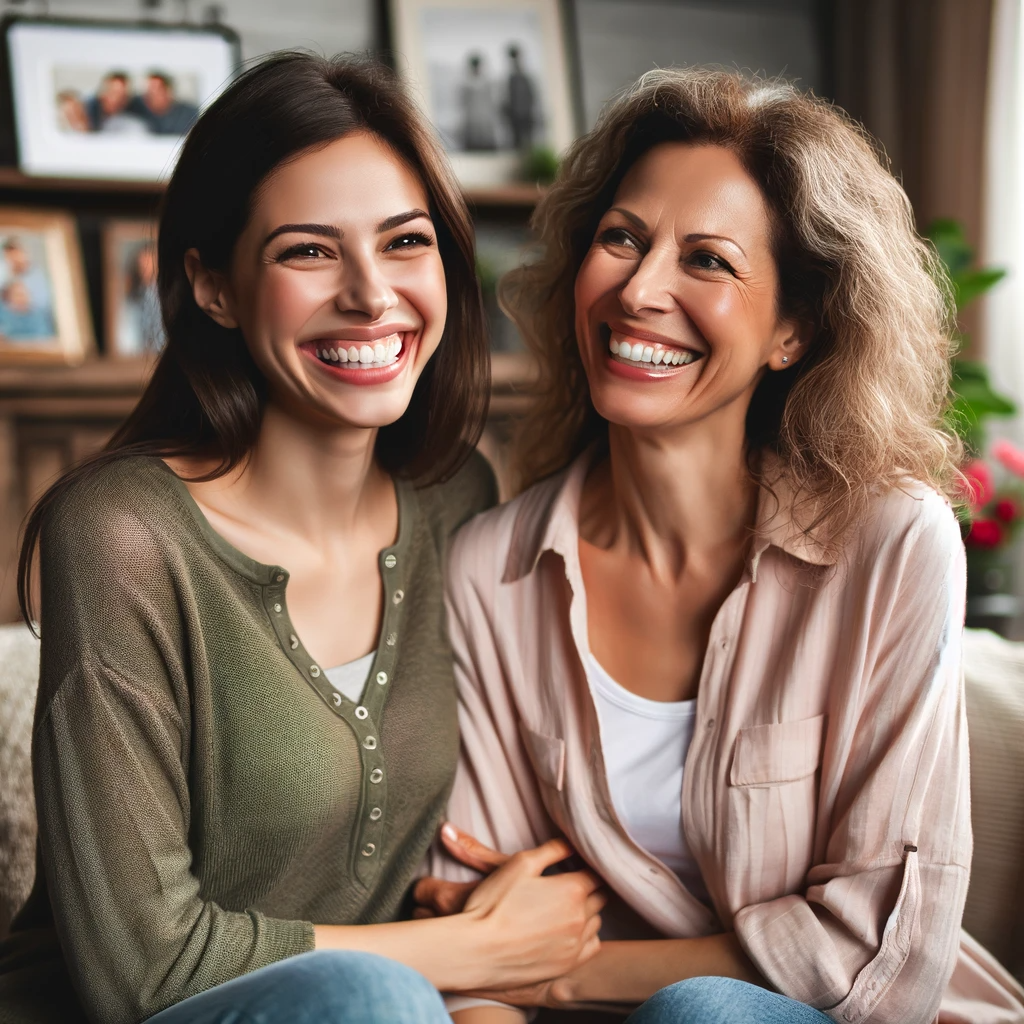 DALL·E 2023-12-28 11.32.37 - A happy daughter-in-law and a happy mother-in-law, sharing a joyful moment together. They are smiling and engaging in a warm, friendly conversation. B.png