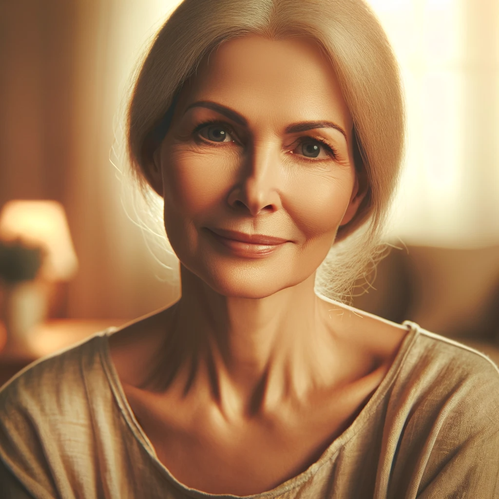 DALL·E 2023-12-28 11.32.51 - A kind and gentle mother, depicted in a warm and nurturing scene. She has a soft smile, exuding calmness and love. Her eyes are filled with kindness a.png
