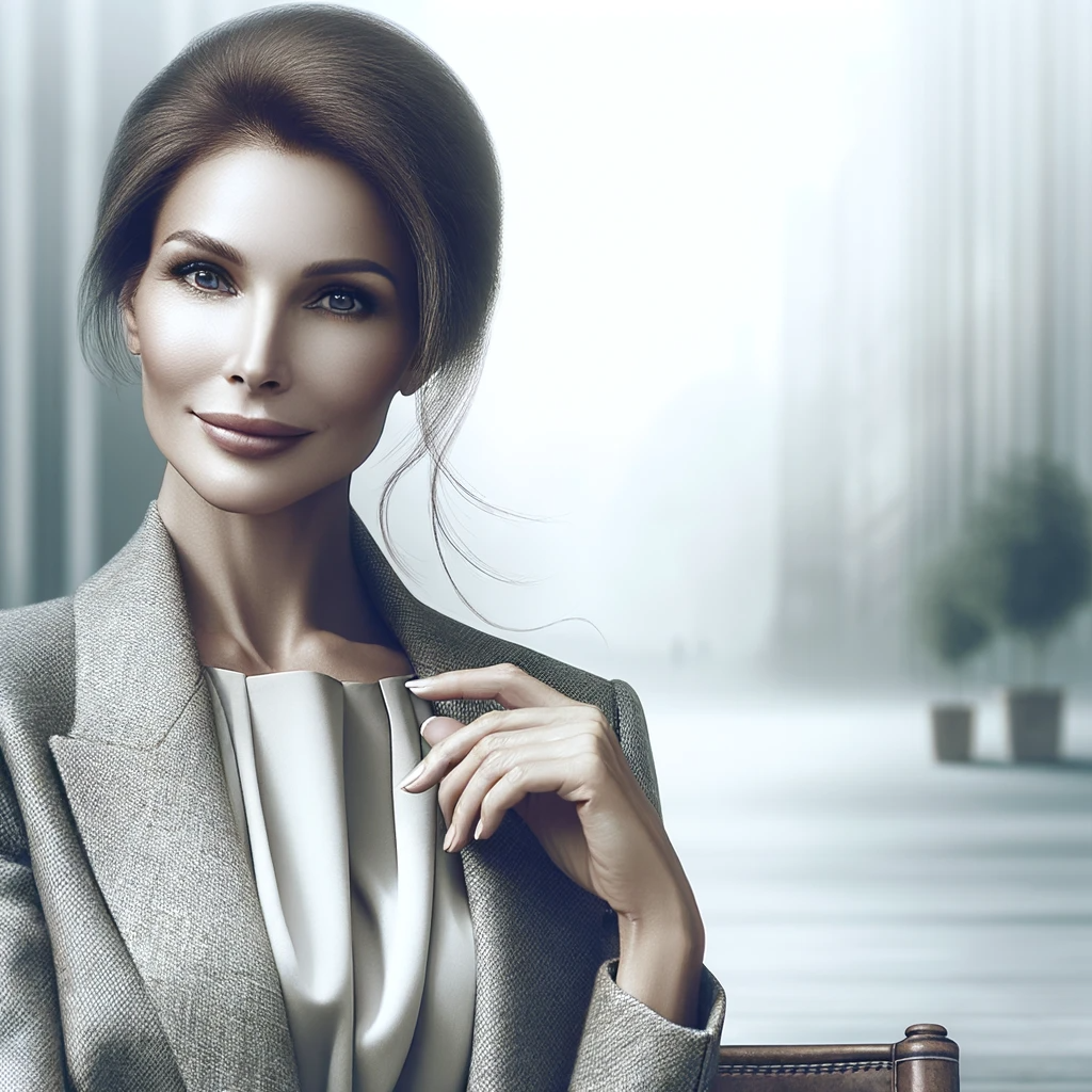 DALL·E 2023-11-17 08.53.42 - An elegant and beautiful woman who knows how to take care of herself, depicted in a stylish and sophisticated manner. She is portrayed in a serene set.png