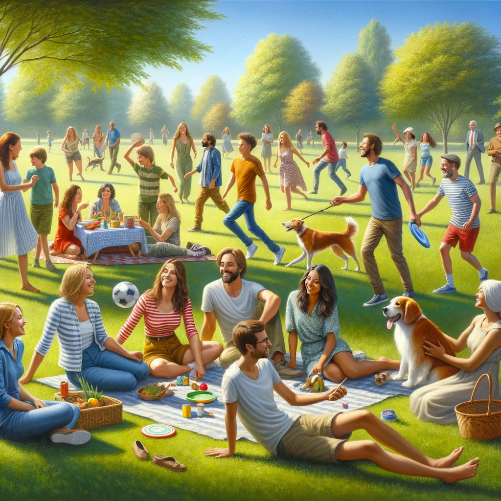 DALL·E 2024-01-16 08.20.28 - A realistic painting of happy people in a park setting. The scene includes a diverse group of individuals of different ages and ethnic backgrounds. Th.png