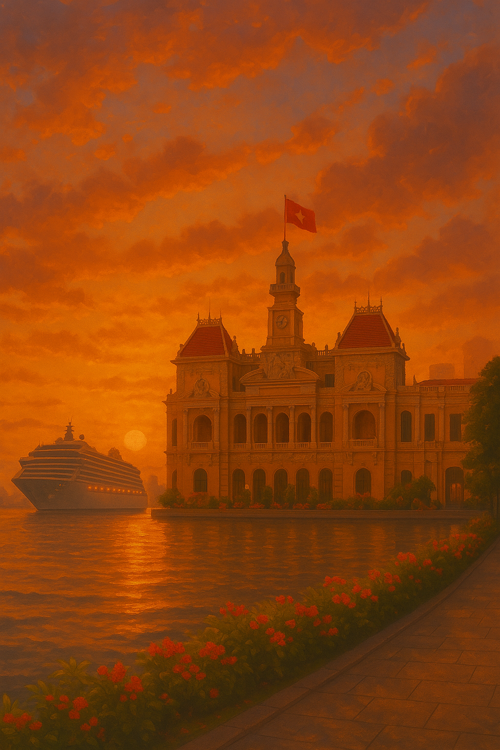 호치민의 따사로운 노을, 잔잔한 물결.png