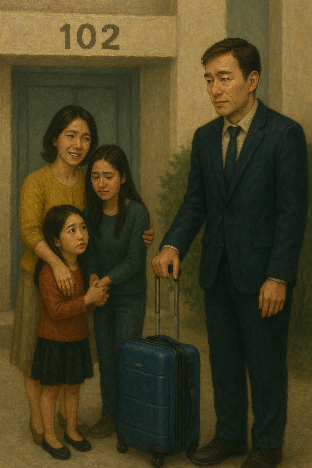 아파트 입구에서 가족과 헤어지는 장면.png