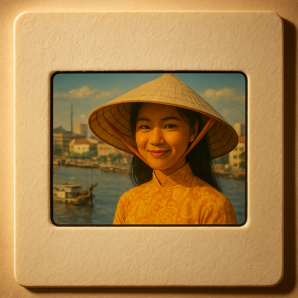 전통복장의 삼각형 모자를 쓴 베트남 .png