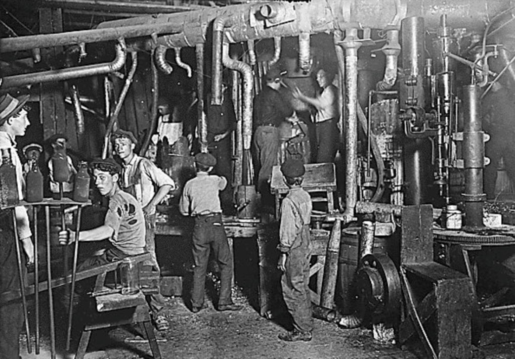 The Indiana Glass Works factory at 9 pm with many boys under 14_ AMERICA'S EXPLOITATION OF CHILDREN_.png