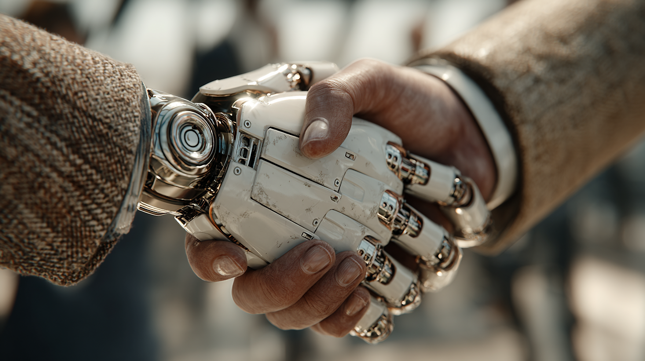 ninefire9_Professional_handshake_between_human_and_AI_robot_i_5853b3a0-3549-4b05-9965-96c33e56174b_2.png