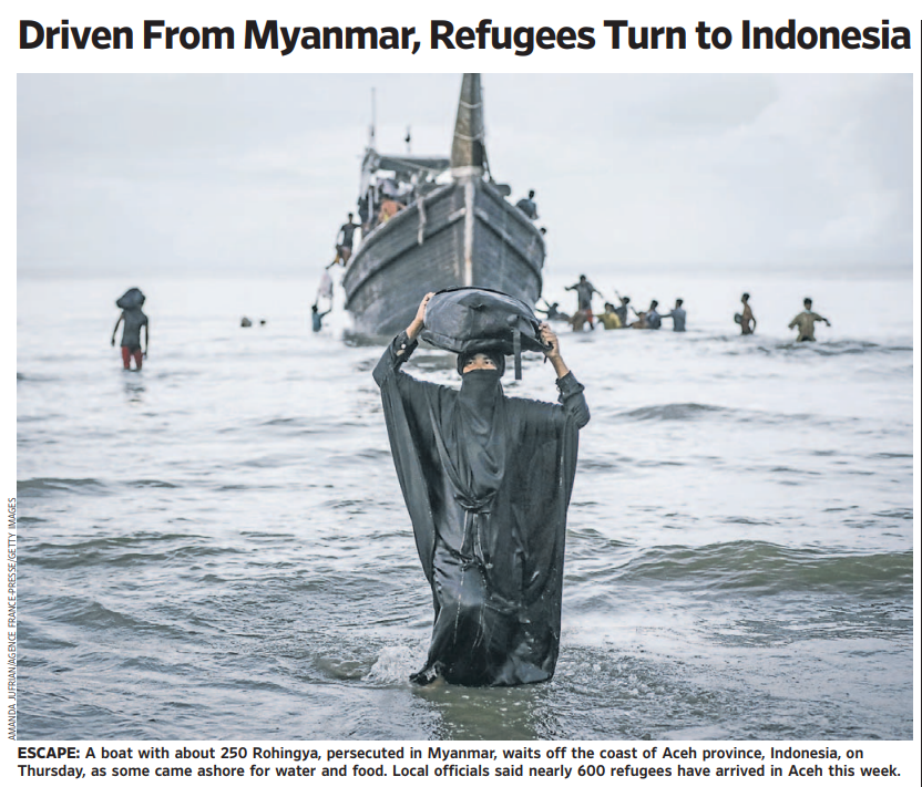 Myanmar Rohingya refugees to Indonesia Aceh.png
