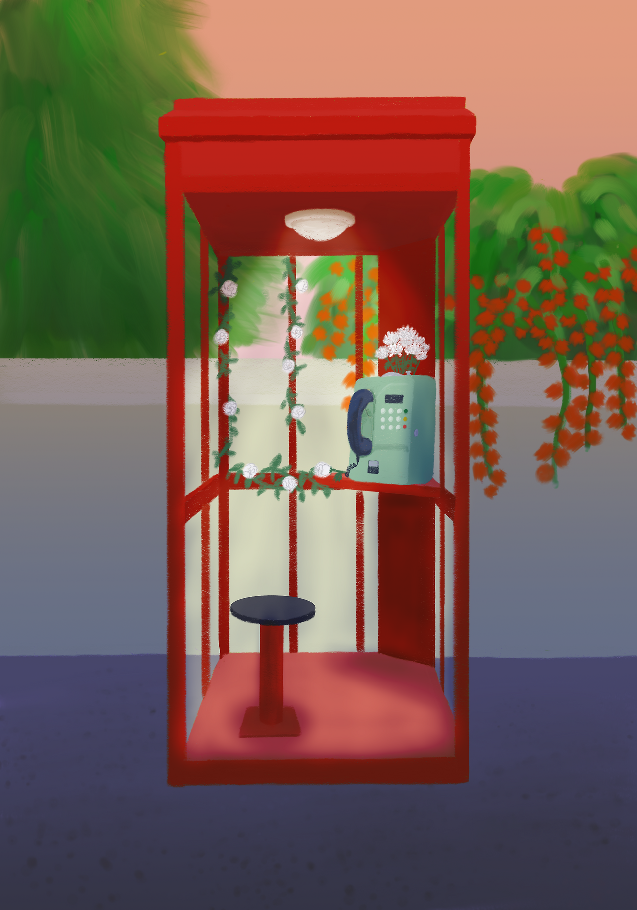 공중전화 전화기 꽃 백합 장미.png