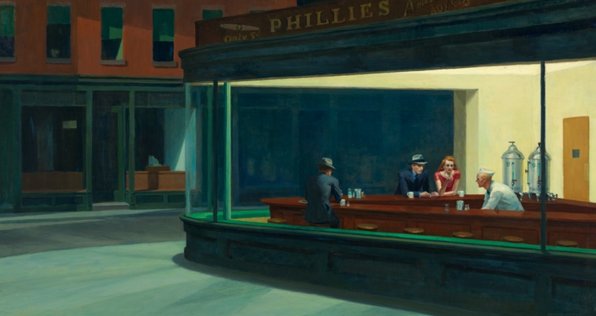 에드워드 호퍼의 그림 밤을 지새우는 사람들.png