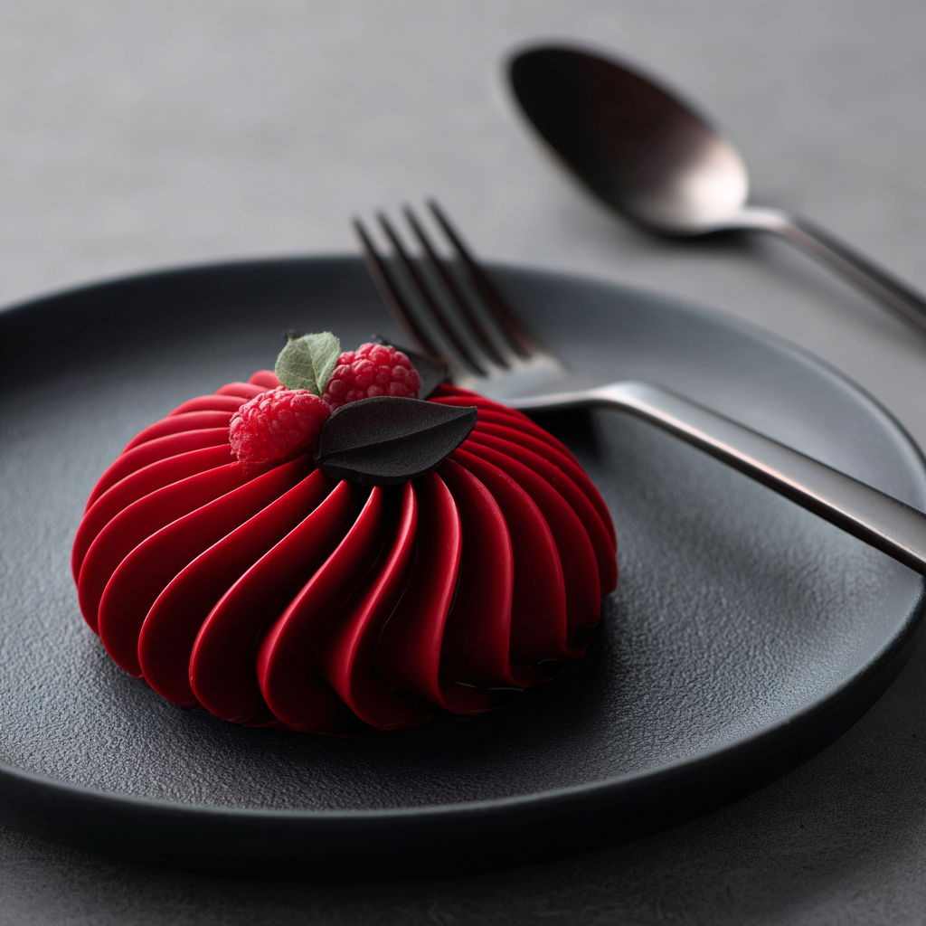 jabe1_189__3000_Modern_Sculpture_Dessert_on_White_Dish_Matte_Bl_41f8914c-c480-4aa0-b4f9-7c7c07ae3dee.png
