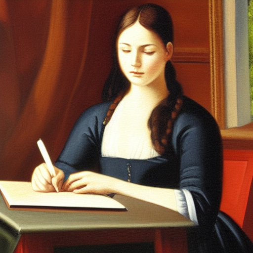 550112392_a_painting_of_a_young_woman_writing_a_diary__contemporary_age.png