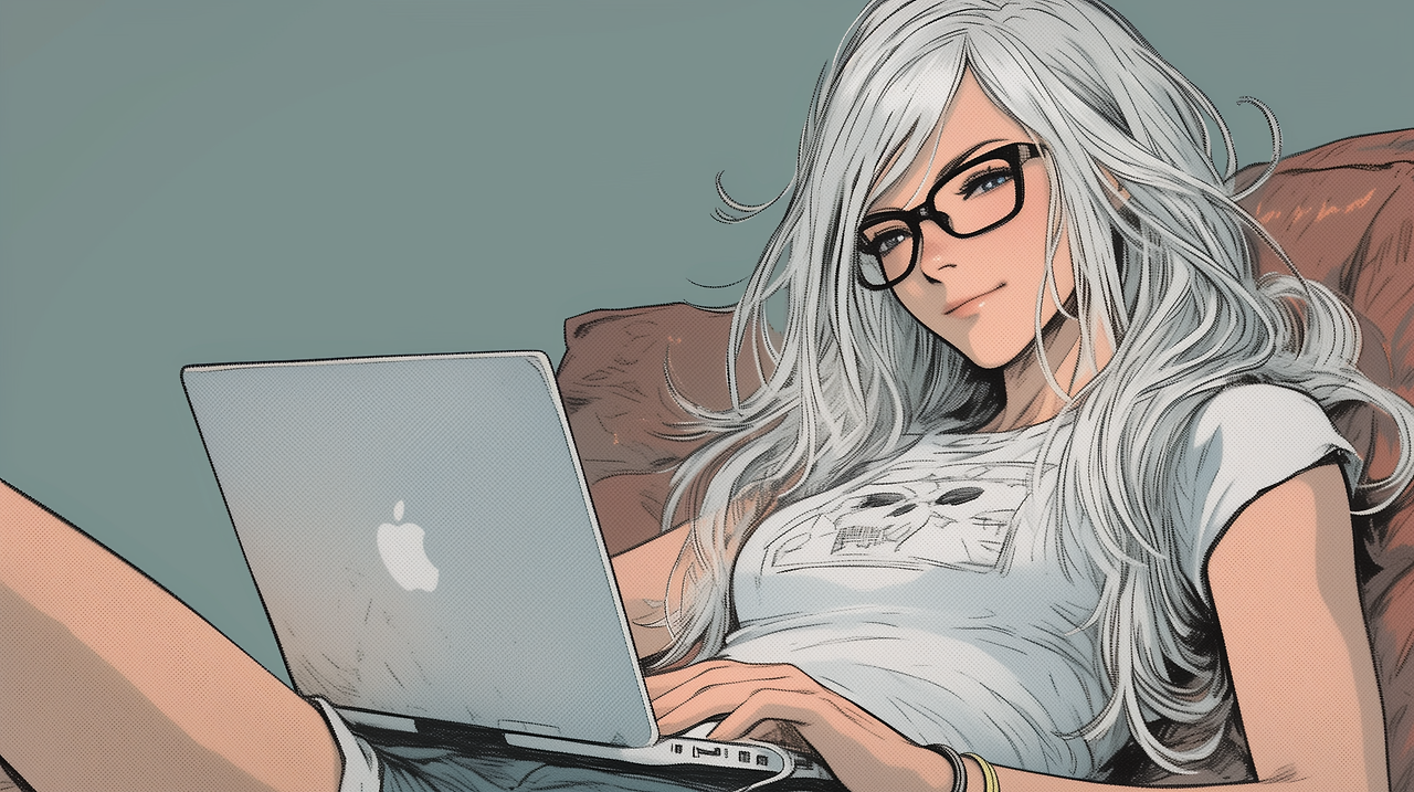 Beautiful Silver Hair Woman.png