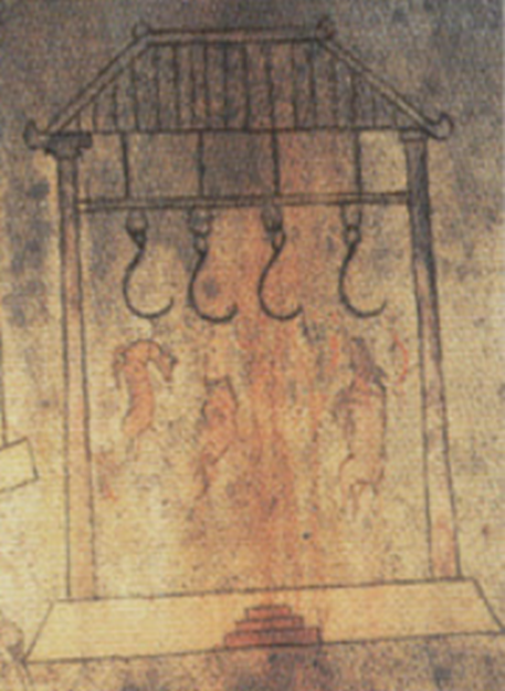 고구리 안악3호분의 주방도 중 고깃간 그림.png