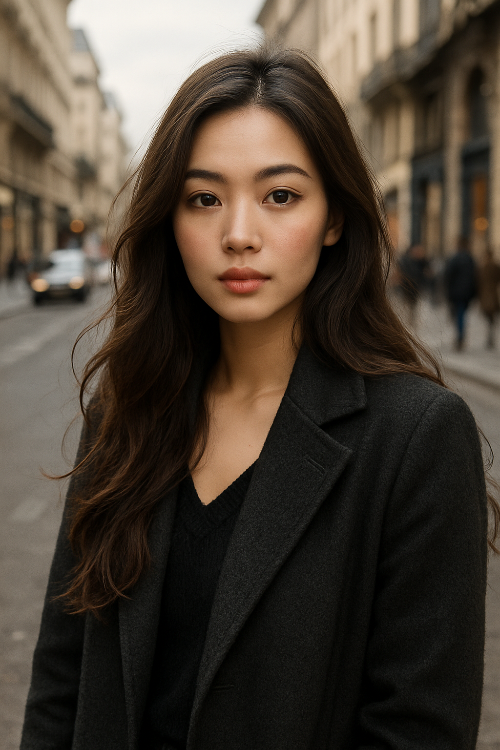 an Eurasian realistic long hair beauty in the city street with details.png