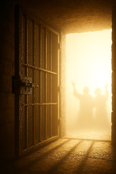 고요한 어둠 속, 오래된 쇠문이 스스.png